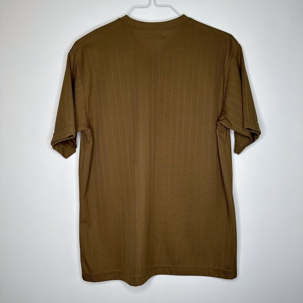 Linea Uomo Vintage Made in‎ Italy Men’s V-Neck Shirt Brown Large 100% Nylon - Picture 5 of 5
